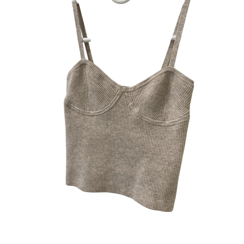 Madewell Ribbed Knit Sweater Cropped Tank Womens XS Beige Minimalist Tank Top